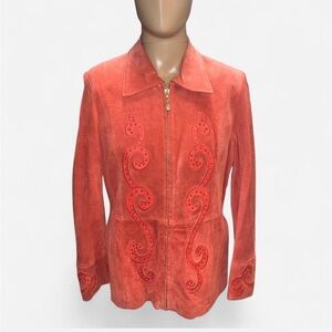Pamela McCoy Coral Leather Jacket